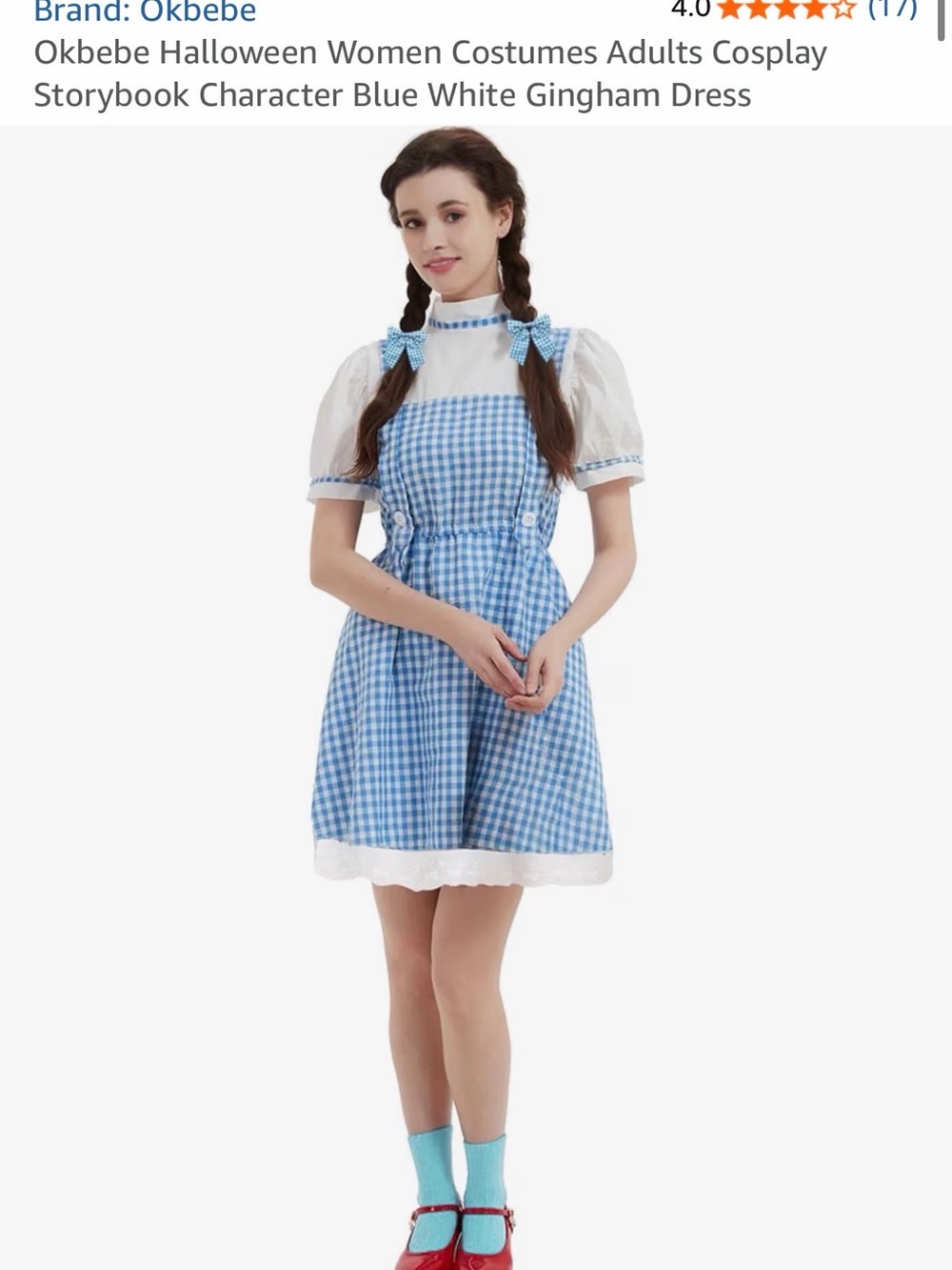 Blue and White Gingham Pinafore-Style Mini Dress
